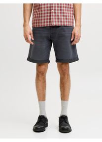 Jack & Jones Shorts JACK & JONES "JJIRICK JJICON SHORTS GE 720 I.K SN", Damen, Gr. L, N-Gr, schwarz denim, Denim/Jeans, Obermaterial: 66% Baumwolle, 33% Polyester, 1% Elasthan, Abriebeffekte, regular fit ca. Mitte Knie, Hosen Shorts, Baumwollmischung, regular fit