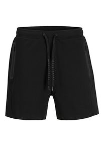 Jack & Jones Relaxshorts JACK & JONES "JPSTGORDON FUSION SWEAT SHORTS SRT SN", Damen, Gr. L, N-Gr, schwarz detail:rubber print, Web, Obermaterial: 58% Polyester, 42% Baumwolle, bedruckt, regular fit knielang, Hosen Relaxshorts