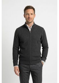 Strickjacke OLYMP "OLYMP Strick Casual", Herren, Gr. S, grau (anthrazit), Obermaterial: 100% Baumwolle, Strickjacken Strickjacke