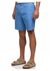 Shorts INDICODE "INCordy Shorts", Damen, Gr. L, N-Gr, parisian blau, Web, Obermaterial: 55% Leinen, 45% Baumwolle, unifarben, regular fit knielang, Hosen Shorts