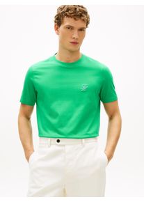 T-Shirt Tommy Hilfiger "SCRIPT MONOGRAM SWIMSHOP", Damen, Gr. XL, jade wink, Single Jersey, Obermaterial: 100% Baumwolle, regular fit normal, Rundhals, Shirts T-Shirt, aus Jersey mit Logo-Stickerei