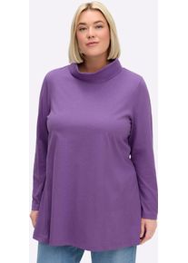 Langarmshirt sheego "Langarm-Shirt", Damen, Gr. 40/42, lila, meliert, 60% Baumwolle, 40% Polyester, meliert, Shirts Langarmshirt
