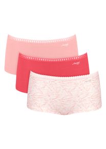 Panty Sloggi "GO Crush Short C3P", Herren, Gr. XL, rosa (rot, light combination), Single Jersey, Obermaterial: 95% Baumwolle, 5% Elasthan, k&ouml;rpernah, Unterhosen Panty, mit Spitzendetails