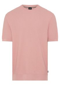 Kurzarmpullover BOSS "Nilton", Damen, Gr. L, light, pastel pink686, Strick, Obermaterial: 100% Baumwolle, unifarben, regular fit normal, Rundhals, Rippstrickb&uuml;ndchen, Pullover Kurzarmpullover, Premium Menswear Business-Casual-Look, Strukturstrick-Material