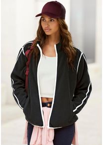 Fleecejacke Buffalo, Damen, Gr. 36/38, schwarz, Fleece, Obermaterial: 100% Polyester, unifarben mit Farbeinsatz, elastischer Bund kontrastfarben, Jacken Fleecejacke, kuschelig und weich