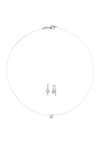 Ohrring und Ketten Set Firetti "Schmuck Geschenk Silber 925 Ohrringe Halskette mit Anh&auml;nger Solit&auml;r", silber (silberfarben, wei&szlig;, kristallwei&szlig;, kristallwei&szlig;), Schmuck_Sets, Herren, Nylon, Silber 925 (Sterlingsilber), Ohrring und Ketten Set, mit Zirkonia (synth.)