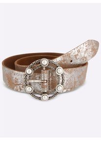 Lederg&uuml;rtel Heine, Damen, Gr. 11,5, silberfarben, G&uuml;rtel Lederg&uuml;rtel