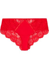 Stringpanty bonprix "String Panty", Damen, Gr. 36/38 (S), rot (erdbeere), Jersey, Obermaterial: 91% Polyamid, 9% Elasthan. Spitze: 88% Polyamid, 12% Elasthan, unifarben, figurbetont, Unterhosen Stringpanty, mit zarter Spitze, bequeme Passform, besonderes Detail