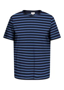Rundhalsshirt Only CARMAKOMA "CARBLOOM LIFE S/S TOP JRS", Damen, Gr. XL, night sky stripes:(blake) ultramarine, Jersey, Obermaterial: 100% Baumwolle, gestreift, regular fit normal, Rundhals, Shirts Rundhalsshirt