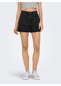 Jeansshorts Only "ONLPHINE DNM SHORTS MAS0003 NOOS", Damen, Gr. XS, N-Gr, schwarz denim, Denim/Jeans, Obermaterial: 64% Baumwolle, 22% Viskose, 14% Polyester, unifarben, regular fit kurz, Jeans Jeansshorts, Baumwollmischung, regular fit