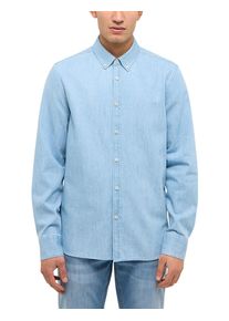 Langarmhemd Mustang "Herren Style Cullman", Damen, Gr. 3XL, US-Gr&ouml;&szlig;en, blau 100, Twill, 100% Baumwolle, unifarben, slim fit, Hemden Langarmhemd