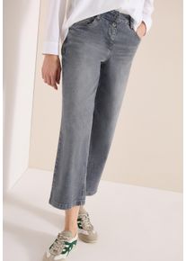 Loose-fit-Jeans Cecil "Style Neele", Damen, Gr. 33, L&auml;nge 26, mid grau used wash, Denim/Jeans, Obermaterial: 82% Baumwolle, 17% Polyester, 1% Elasthan. Futter: 52% Polyester, 48% Baumwolle, unifarben, loose fit 7/8-L&auml;nge, Jeans Loose-fit-Jeans, mit Stretch