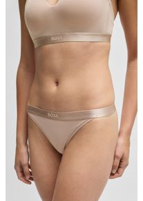 String BOSS "STRING BEA", Herren, Gr. M, beige (light beige 270), Jersey, Obermaterial: 53% Baumwolle, 35% Modal, 12% Elasthan, unifarben, k&ouml;rpernah, Unterhosen String, mit BOSS Schriftzug