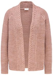Strickjacke GOLDNER "Kurzgr&ouml;&szlig;e Elegante Grobstrickjacke, Zopfmuster", Herren, Gr. 21, rosa (ros&eacute;, melange), Obermaterial: 70% Baumwolle CO. 30% Polyacryl PAN., normal, Sonstiges, Strickjacken Strickjacke, Ohne