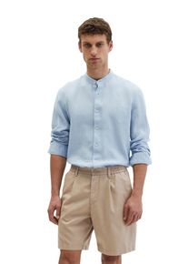 Marc O'Polo Leinenhemd MARC O'POLO, Herren, Gr. M, N-Gr, dusted blau, Web, Obermaterial: 100% Leinen, regular fit normal, Hemden Leinenhemd, regular aus reinem Leinen, Stehkragenhemd