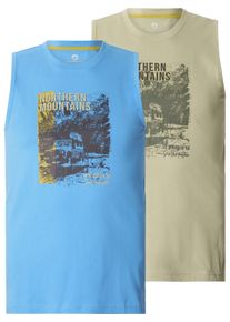 Muskelshirt Jan Vanderstorm "Doppelpack Tanktop KEROR", Damen, Gr. XL, gr&uuml;n (oliv blau), Obermaterial: 100% Baumwolle CO., Shirts Muskelshirt