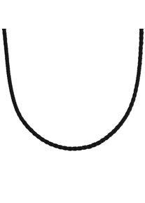 Kette ohne Anh&auml;nger Amor, edelstahlfarben, schwarz, Halsketten, Damen, Edelstahl Leder, L: 50 B: 3mm, Edelstahl, Leder, Kette ohne Anh&auml;nger, B:3mm