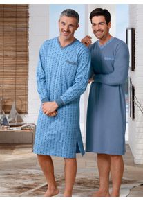 King&acute;S Club Nachthemd KINGS CLUB "Nachthemden", Damen, Gr. 60/62, Normalgr&ouml;&szlig;en, blau (blau, blau, bedruckt), 100% Baumwolle, bedruckt, gemustert, Kleider Nachthemd