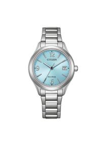 Solaruhr Citizen "Elegance", silberfarben, t&uuml;rkis, Armbanduhren, Damen, Solaruhr, Armbanduhr, Damenuhr, Edelstahlarmband, analog, Big Date