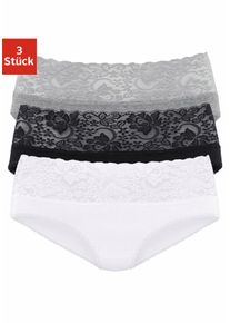 Slip Vivance, Herren, Gr. 48/50, schwarz-wei&szlig; (wei&szlig;, schwarz, grau, meliert), Single Jersey, Obermaterial: 95% Baumwolle, 5% Elasthan. Spitze: 93% Polyamid, 7% Elasthan (LYCRA), unifarben, bequem, Unterhosen Slip, aus elastischer Baumwolle mit floraler Spitze