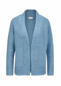Strickjacke GOLDNER "Elegante Grobstrickjacke, Zopfmuster", Herren, Gr. 44, blau (jeansblau, melange), Obermaterial: 70% Baumwolle CO. 30% Polyacryl PAN., normal, Sonstiges, Strickjacken Strickjacke, Ohne