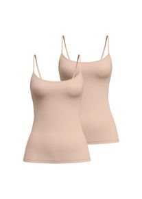 Unterhemd Calida "Unterhemd Sleek Skin Spaghetti Top 2P 2er Pack", Herren, Gr. 48-50, N-Gr, beige (nude), Obermaterial: 73% Polyamid PA. 27% Elasthan EL., Unterhemden Unterhemd