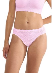 Slip Sloggi "ZERO Feel Bliss High leg", Herren, Gr. XS, rosa (floral pink), Spitze, Obermaterial: 76% Polyamid, 24% Elasthan, figurbetont, Unterhosen Slip, unsichtbar mit Spitzenoptik