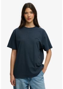 T-Shirt Superdry "ESSENTIAL LOGO LOOSE TEE", Damen, Gr. XS, eclipse navy, Single Jersey, Obermaterial: 100% Baumwolle, unifarben, relaxed fit normal, Rundhals, Shirts T-Shirt