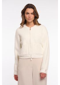 Rino & Pelle Cardigan RINO & PELLE "BENTO", Damen, Gr. M (38), snow wei&szlig;, Web, Obermaterial: 69% Polyamid, 23% Polyester, 8% Viskose, unifarben, bequem h&uuml;ftlang, Rundhals, 1-Knopf-Manschette, Strickjacken Cardigan, Wolljacke mit extraweicher Haptik und Rei&szlig;verschluss