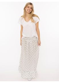 Maxirock Zwillingsherz "Classic Dots", Damen, Gr. S/M, wei&szlig;, Obermaterial: 59% Viskose, 30% Baumwolle, 11% Leinen, R&ouml;cke Maxirock, kn&ouml;chellang, elastischer Bund, mit Punkten