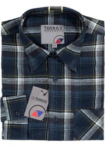 Flanellhemd TERRAX WORKWEAR "Flanellhemd 105 cm", Damen, Gr. 47, EURO, blau (marineblau), Obermaterial: 100% Baumwolle CO., Hemden Flanellhemd