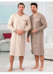 King&acute;S Club Nachthemd KINGS CLUB "Nachthemden", Damen, Gr. 60/62, Normalgr&ouml;&szlig;en, braun (braun, beige, bedruckt), 100% Baumwolle, bedruckt, gemustert, Kleider Nachthemd