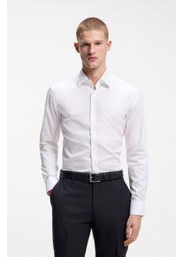 Businesshemd BOSS, Herren, Gr. 46, N-Gr, wei&szlig;100, Web, Obermaterial: 100% Baumwolle, unifarben, slim fit normal, 2-Knopf-Manschette mit Kn&ouml;pfen,mit Schlitz, Hemden Businesshemd, Kentkragen, Slim Fit, b&uuml;gelleicht