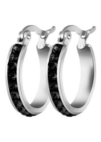 Adelia&acute;s Paar Creolen ADELIA&acute;S "Damen Ohrringe &iquest; Creole aus Edelstahl mit Strass Steinchen", silber, Ohrringe, Damen, Edelstahl, Paar Creolen