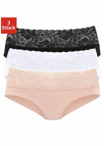 Slip Vivance, Herren, Gr. 32/34, schwarz (beige, wei&szlig;, schwarz), Single Jersey, Obermaterial: 95% Baumwolle, 5% Elasthan. Spitze: 93% Polyamid, 7% Elasthan (LYCRA), unifarben, bequem, Unterhosen Slip, aus elastischer Baumwolle mit floraler Spitze, Topseller