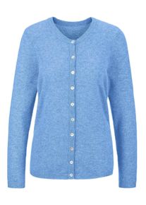 Strickjacke GOLDNER "Eleganter Herbstcardigan mit Rundhals", Herren, Gr. 40, blau (himmelblau), Obermaterial: 100% Kaschmir WS., eng normales B&uuml;ndchen, Strickjacken Strickjacke, Ohne