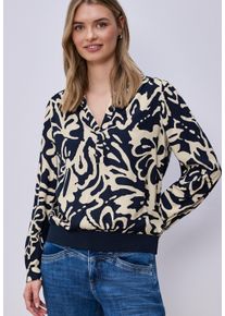Langarmbluse Street One, Damen, Gr. 34, shadowed navy, Web, Obermaterial: 100% Viskose, bedruckt, regular fit normal, Rundhals, Blusen Langarmbluse, mit All-Over Print