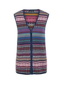 Strickjacke GOLDNER "Kurzgr&ouml;&szlig;e Edle Jacquardweste mit Rei&szlig;verschluss", Damen, Gr. 23, bunt (bunt, gemustert), Obermaterial: 100% Baumwolle CO., V-Ausschnitt, Sonstiges, Strickjacken Strickjacke, Vielschichtiges Jacquardmuster