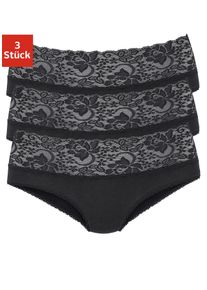 Slip Vivance, Herren, Gr. 48/50, schwarz, Single Jersey, Obermaterial: 95% Baumwolle, 5% Elasthan. Spitze: 93% Polyamid, 7% Elasthan (LYCRA), unifarben, bequem, Unterhosen Slip, aus elastischer Baumwolle mit floraler Spitze, Topseller