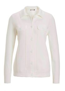 Strickjacke GOLDNER "Kurzgr&ouml;&szlig;e Baumwoll-Cardigan in Jeansoptik", Herren, Gr. 24, wei&szlig; (cremewei&szlig;), Obermaterial: 50% Baumwolle CO. 50% Polyacryl PAN., gerade, Gerade, Strickjacken Strickjacke, keine/nicht relevant