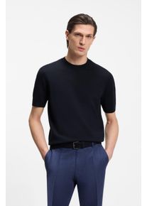 Kurzarmpullover BOSS "Umauro", Damen, Gr. XL, dunkelblau404, Strick, Obermaterial: 100% Schurwolle, unifarben, regular fit normal, Rundhals, Rippb&uuml;ndchen, Pullover Kurzarmpullover, aus Merinowolle, regular fit