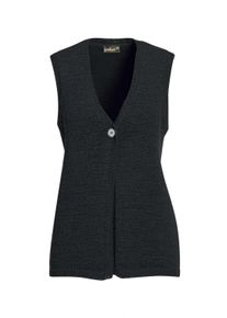 Strickjacke GOLDNER "Kurzgr&ouml;&szlig;e Stilvoller Pullunder mit V-Ausschnitt", Damen, Gr. 19, schwarz, Obermaterial: 60% Polyester PES. 40% Baumwolle CO., V-Ausschnitt, keine/nicht relevant, Strickjacken Strickjacke, Vorne mit einem Knopf zu schlie&szlig;en