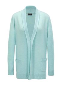 Strickjacke GOLDNER "Kurzgr&ouml;&szlig;e Langarm Cardigan aus Merino", Herren, Gr. 20, gr&uuml;n (jade, melange), Obermaterial: 100% Schurwolle WV., figurumspielend, weit Rippe, Strickjacken Strickjacke, Schalkragen