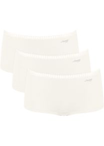 Panty Sloggi "GO Crush Short C3P", Herren, Gr. S, wei&szlig; (silk wei&szlig;), Single Jersey, Obermaterial: 95% Baumwolle, 5% Elasthan, k&ouml;rpernah, Unterhosen Panty, mit Spitzendetails