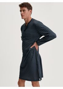 Nachthemd Calida "Relax Streamline", Damen, Gr. XXL (58/60), N-Gr, saphir blau, Interlock, Obermaterial: 100% Baumwolle, normal kniefrei, Rundhals, Kleider Nachthemd, seitliche Schlitze, Interlock-Qualit&auml;t, Langarm, Knopfleiste