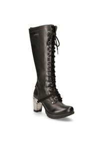 New Rock M-TR005-S1 Kniehohe schwarze Gothic-Stiefel mit hohem Absatz f&uuml;r Damen