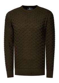 Rusty Neal Grobstrick mit Muster Einfarbig Rundhals-Pullover