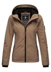 Marikoo Damen &Uuml;bergangsjacke leichte wind- und wasserabweisende Jacke mit Kapuze Taupe