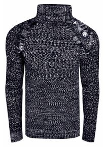 Rusty Neal Side Button-Placket Grobstrick Rollkragen-Pullover