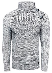 Rusty Neal Side Button-Placket Grobstrick Rollkragen-Pullover